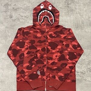 Bape Red Camouflage Zip Up Sweater